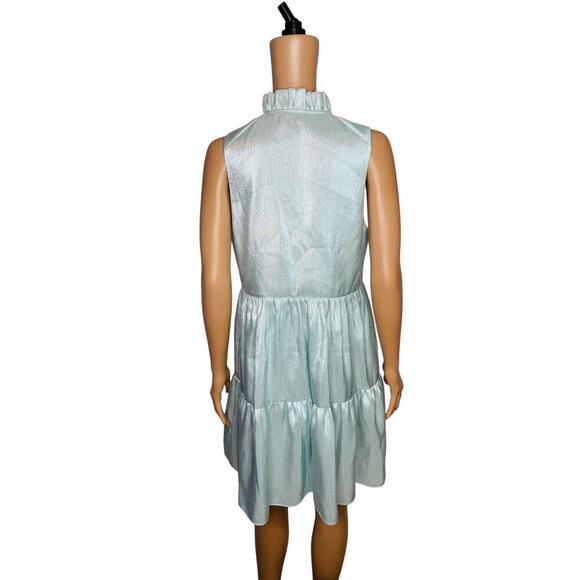 Amanda Uprichard Connolly Dress in Ice blue size M metallic sleeveless mini - Picture 4 of 8